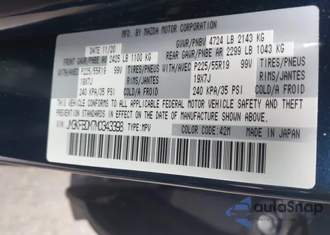 2021 Mazda Cx-5 Grand Touring z USA, uszkodzony, nr VIN JM3KFBDM7M0343398